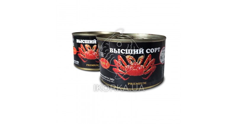 Мясо краба в собственном соку premium ж/б (240 гр) ключ