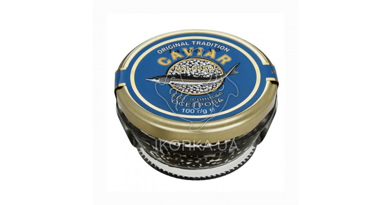 Икра черная зернистая осетра CAVIAR MALOSSOL, 100 г, стекло