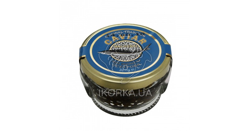 Икра черная зернистая осетра CAVIAR MALOSSOL, 30 г, стекло